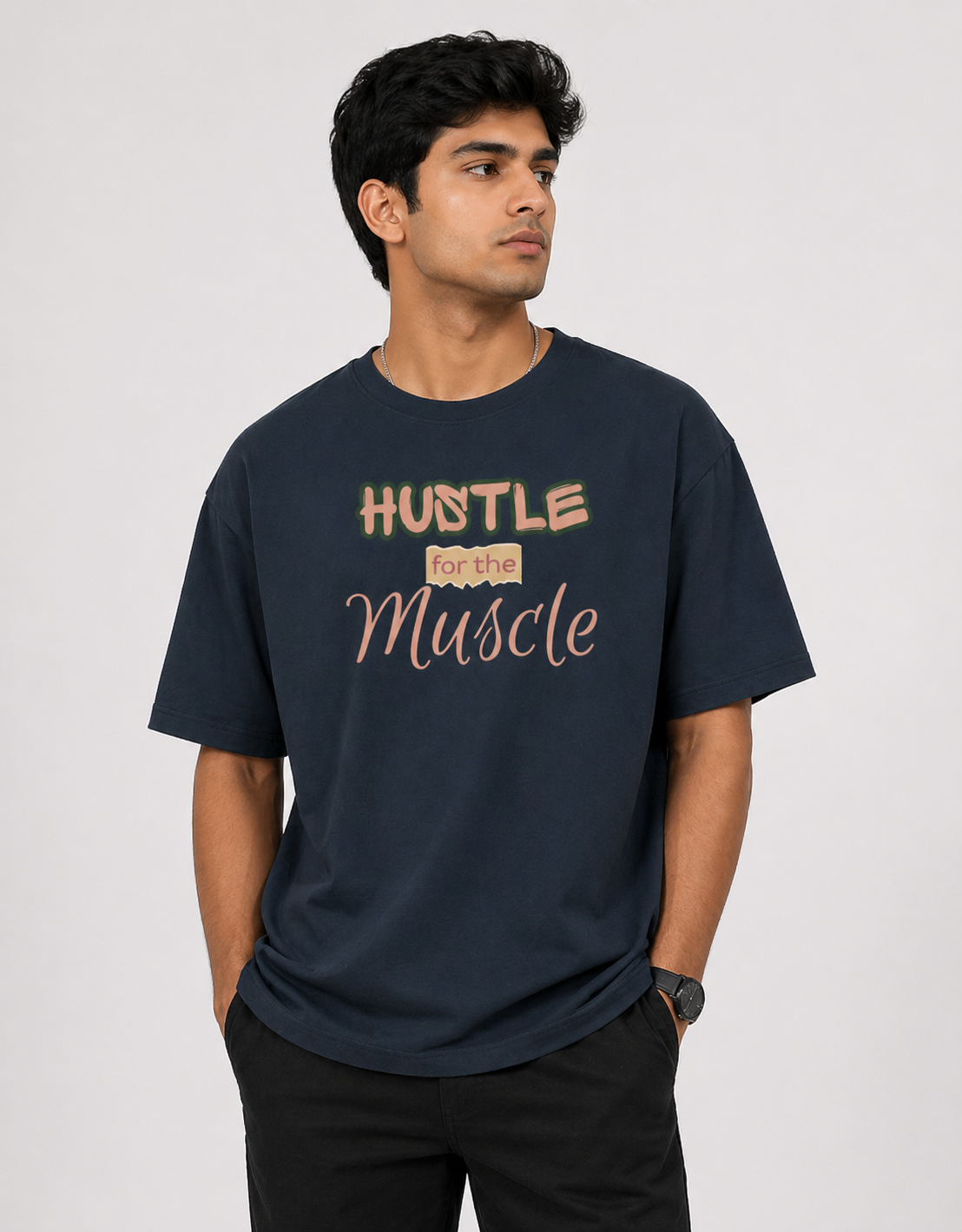 Hustle for the Muscle Oversized Gym T-Shirt – 100% Cotton