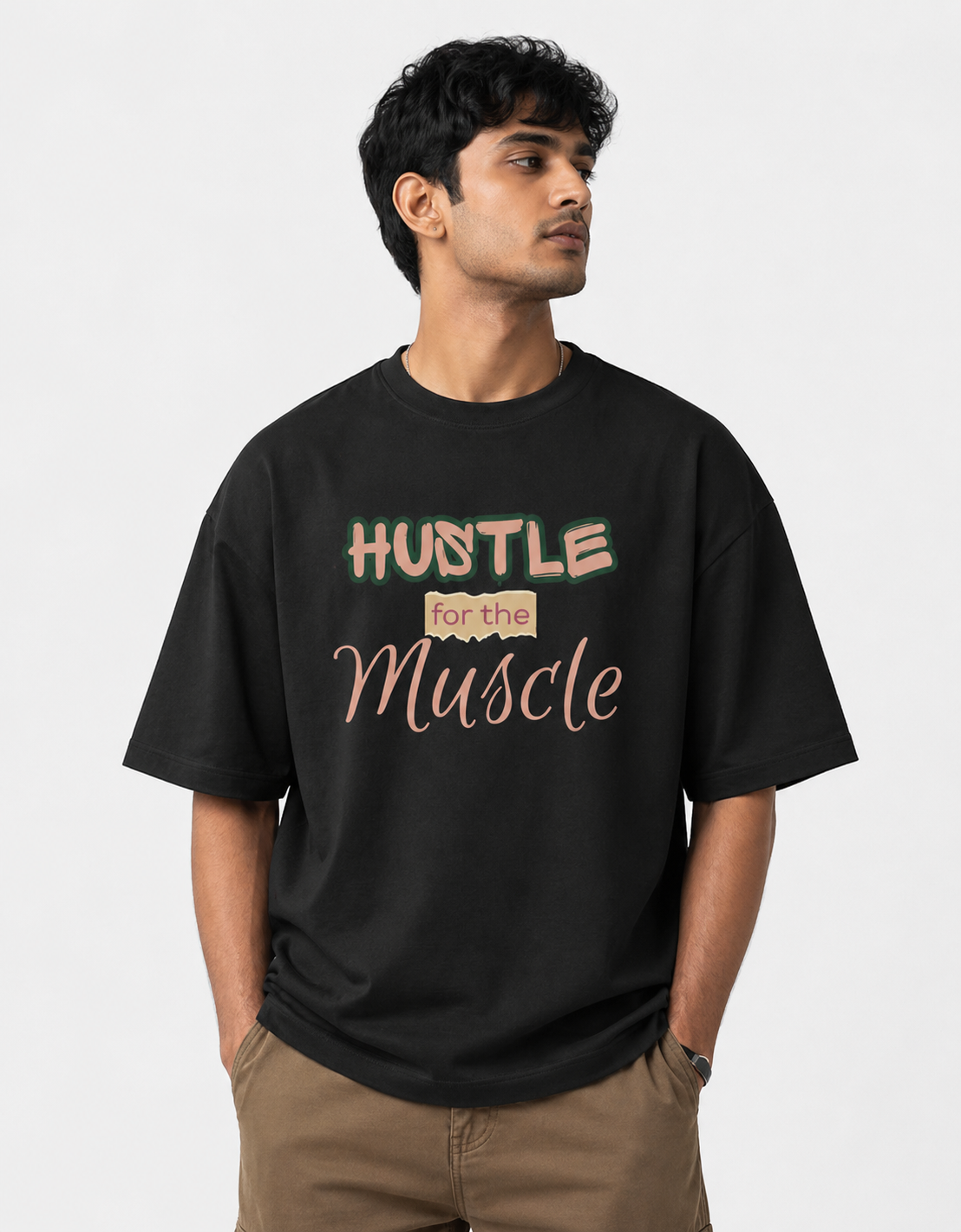 Hustle for the Muscle Oversized Gym T-Shirt – 100% Cotton